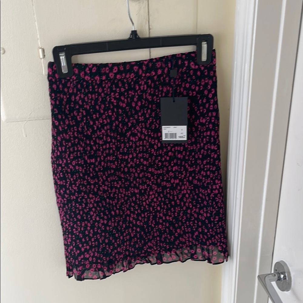 The Kooples Pink and Black Smocked  Skirt